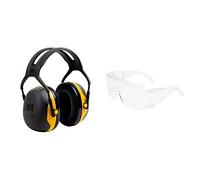 3M Coquilles antibruit Peltor X2 ; protection des oreilles, protection auditive contre les niveaux de bruit dans la gamme de 94 à 105 dB (SNR: 31dB) & Surlunettes de sécurité 3M™ Visitor 71448-00001M