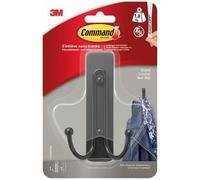 3M Crochet adhésif Command double métal réutilisable Supporte 1,8 kg Noir