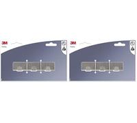 3M Crochet Adhésif en Métal - 1 Barre avec 3 Crochets Rectangles (Lot de 2)