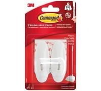 3M - Crochet adhésif - Ovale moyen - Crochet pointe métal - Supporte 1,3 kg - Blanc - Lot de 2