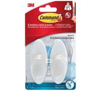 3M - Crochet adhésif - Ovale moyen - Translucide - Crochet pointe plastique - Supporte 1,3 kg - Lot de 2