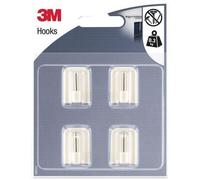 3M Crochet adhésif Piton – Spécial tringle à rideau – Supporte 0,3 kg – Blanc – Lot de 4