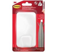 3M - Crochet adhésif - Rectangulaire extra large - Crochet pointe plastique - Supporte 6,8 kg - Blanc
