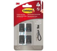 3M - Crochet adhésif - Rectangulaire petit - Crochet pointe plastique - Noir mat - Supporte 225 g - Lot de 4