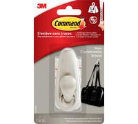 3M Crochet métallique Medium Command™ « classique » (L x l x H) 83 x 32 x 32 mm nickel (brossé) Contenu: 1 pc(s)