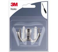 3M - Crochet adhésif à visser Forme W - Double métal - Gris
