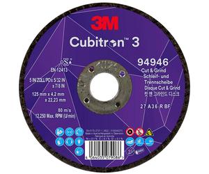 3M Cubitron 3 Cut & Grind Disque à ébarber, 125 mm, 4,2 mm, 22,23 mm, 36+, type 27 #94946 x10 morceau