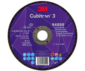 3M Cubitron 3 Cut & Grind Disque à ébarber, 150 mm, 4,2 mm, 22,23 mm, 36+, type 27 #94888 x20 morceau