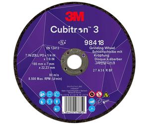 3M Cubitron 3 disque à ébarber, 180 mm, 7,0 mm, 22,23 mm, 36+, type 27 # 98418 x10 morceau