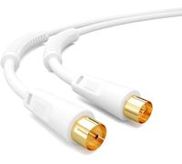 3m de câble d'antenne 8K UHD Câble d'antenne HDTV reliant le câble coaxial à la prise Câble coaxial plaqué or avec noyau de ferrite 2X DAB+ DVB-T/T2 DVB-C/C blanc