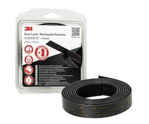 3M Dual Lock SJ355B CF, Solutions de Fixations Amovibles, 25 mm x 2.5 m | Convient pour le collage sur le Métal, Acrylique, Polycarbonate, ABS et les Surfaces Peintes, Noir, 1 Rouleau