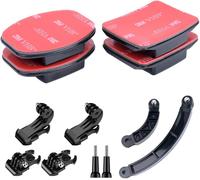 3M Flat Curved Adhesive Helmet Mount Stickers + Helmet Extension Arm Base Brackets, Quick Mount with J-Hook Buckle, Compatible with GoPro and Other Cameras