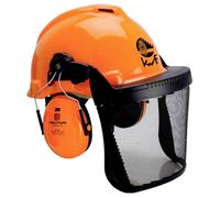 3M Casque de sylviculture G3000 7100330455 - Protection auditive H31, visière maille 5B, orange