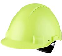 Casque de sécurité 3M™ G3000 vert fluo, ventilé, avec harnais à crémaillère et basane synthétique