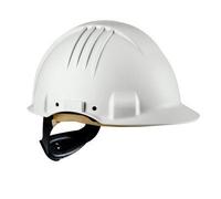 3M G3501M?VI - Casque de chantier - blanc - bouton rotatif - serre-tête en cuir