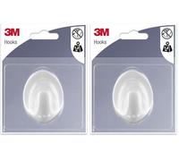 3M Grand Crochet Adhésif Blanc Ovale - 1 Crochet (Lot de 2)