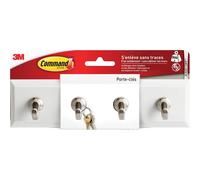 Command Barrette Porte-Clés Blanc Nacré - 1 Barrette Porte-Clés et 6 Petites Languettes - Accrochage sans Dommage