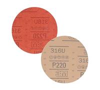 3M Hookit Lot de 50 disques abrasifs Rouges 01221, sans Trou, 15,2 cm, Grade 220+, pour ponçage Automatique, ponçage d'apprêt, ponçage E-Coat