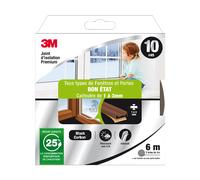 3M Joint adhésif porte/fenêtre Universel Bon état Premium 1 à 3 mm x 6 m Marron