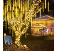 3M Led pluie de météores Intérieur Chaîne de lumière solaire, Lumières de pluie de météores 30cm, Chaîne de lumière solaire Jardin Terrasse Arbre Cour Fête Décoration,Blanc chaud