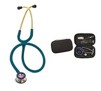 3M Littmann Stéthoscope Classic II Pédiatrique 2153, Rainbow Edition, Tubulure Bleu Caraïbes + GIMA ÉTUI CLASSIC pour stéthoscope - noir.
