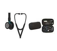 3M Littmann Stéthoscope de Diagnostic Cardiology IV, Tubulure Noire, Black Edition, Base Bleue, 69 cm, 6201 + GIMA ÉTUI CLASSIC pour stéthoscope - noir.