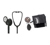 3M Littmann Stéthoscope de Surveillance Classic III, Tubulure Noire, Black Edition, 69 cm, 5803 & London pression artérielle tensiomètre Mètre, professionnel, Noir Manchette