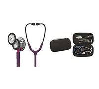 3M Littmann Stéthoscope de Surveillance Classic III, Tubulure Prune, Édition Miroir, Base Rose et Lyre Smoke, 69 cm, 5960 + GIMA ÉTUI CLASSIC pour stéthoscope - noir.