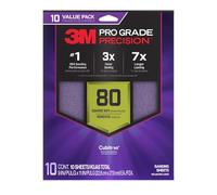 3M Lot de 10 feuilles abrasives de précision de qualité professionnelle avec poignée antidérapante, 22,9 x 27,9 cm, grain 80 (SHR80-PGP-10T)