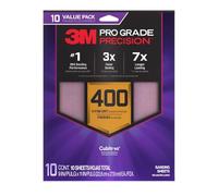 3M Lot de 10 feuilles abrasives de précision de qualité professionnelle avec poignée antidérapante, 22,9 x 28 cm, grain 400 (SHR400-PGP-10T)