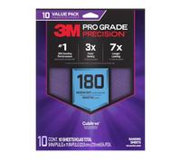 3M Lot de 10 feuilles abrasives de précision de qualité professionnelle avec poignée antidérapante, 22,9 x 27,9 cm, grain 180 (SHR180-PGP-10T)