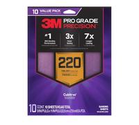3M Lot de 10 feuilles abrasives de précision de qualité professionnelle avec poignée antidérapante, 22,9 x 27,9 cm, grain 220 (SHR220-PGP-10T)