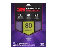 3M Lot de 3 feuilles abrasives de précision de qualité professionnelle avec poignée antidérapante, 22,9 x 27,9 cm, grain 80 (SHR80-PGP-3T)