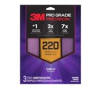 3M Lot de 3 feuilles abrasives de précision de qualité professionnelle avec poignée antidérapante, 22,9 x 27,9 cm, grain 220 (SHR220-PGP-3T)