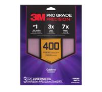 3M Lot de 3 feuilles abrasives de précision de qualité professionnelle avec poignée antidérapante, 22,9 x 28 cm, grain 400 (SHR400-PGP-3T)