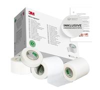 3M Micropore Lot de 5 pansements non tissés, blancs, avec conseils d'utilisation by P-Beauty, pour extensions de cils, hypoallergéniques, respirants et imperméables, 5 cm