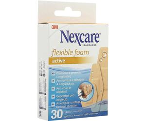 3M Nexcare Active Plâtre En Mousse Flexible Anti-Choc Et Résistant 3 Tailles 30 Pièces