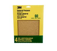 3M Papier abrasif en oxyde d'aluminium, gros grain, 9003NA, 22,9 cm x 27,9 cm, 4/paquet