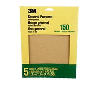 3M Papiers abrasifs en oxyde d'aluminium, médium 9001NA, 22,9 cm x 27,9 cm, 5/paquet