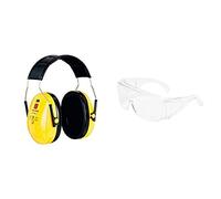 3M Peltor Casque antibruit Optime I H510A-401-GU - Jaune - Serre-tête, 27 dB & Surlunettes de sécurité 3M Visitor 71448-00001M