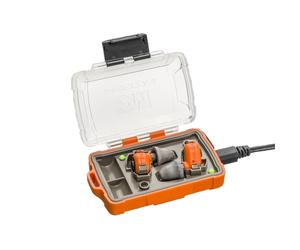 3M Peltor EEP-100 EU Bouchons d'oreilles électroniques orange, set : les bouchons et la station de charge (avec couvercle fermé et ports USB) sont classés IP-54 et résistants à l'eau x1 morceau