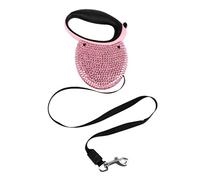 3M Pet Puppy Laisse rétractable automatique avec strass pour chien Rose 300 cm Système de freinage à une main