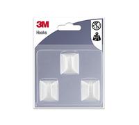 3M Petit Crochet Adhésif Rectangle Blanc - 3 Crochets