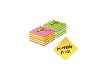3M Post-it cube 2028NX2, 76 mm x 76 mm, jaune, bleu fluo, vert fluo, rose fluo, rose, 2 cubes à 450 feuilles x6 morceau