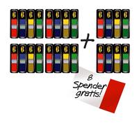 3M Post-it Index bande adhésive, Mini, Différentes couleurs, 11.9 mm x 43.2 mm, Promotion, 35 bandes adhésives/distributeur, 4 distributeurs + 2 gratuits/paquet x24 morceau