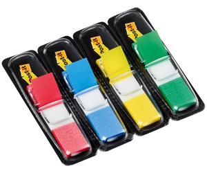 3M Post-it Index Mini 683-4, 11,9 mm x 43,2 mm, bleu, jaune, vert, rouge, 4 x 35 bandes adhésives en distributeur x6 morceau