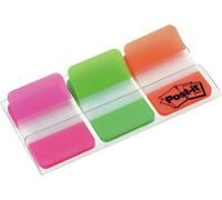 3M Post-it Index Strong 686-PGO, 25,4 mm x 38 mm, vert, orange, rose, 3 x 22 bandes adhésives x24 morceau