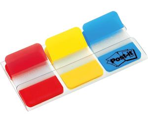 3M Post-it Index Strong 686-RYB, 25,4 mm x 38 mm, bleu, jaune, rouge, 3 x 22 bandes adhésives x24 morceau