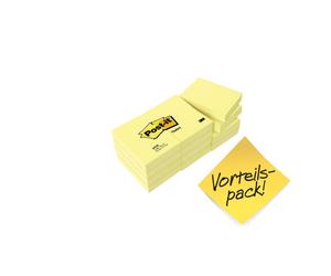 3M Post-it Notes 653Y12, 51 mm x 38 mm, jaune, 12 blocs de 100 feuilles x288 morceau