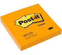 3M Post-it Notes 654NOR, 76 mm x 76 mm, orange fluo, 1 bloc de 100 feuilles x72 morceau